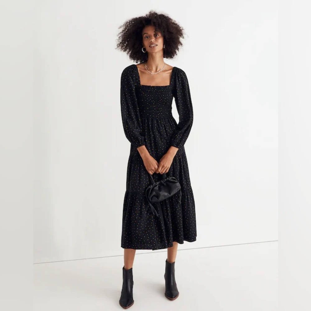 Madewell Lucie Tiered Midi Dress in Dot